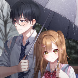 This is a pixiv picture whose title is 優等生くん☂️ギャルちゃん.