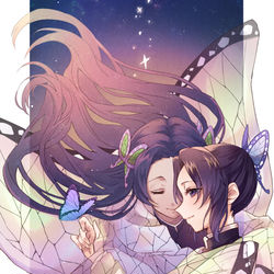 This is a pixiv picture whose title is 「おめでとう、しのぶ」.