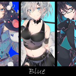 This is a pixiv picture whose title is 青.