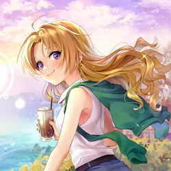 This is a pixiv picture whose title is 眩しい？ じゃ、アタシ見てれば？.