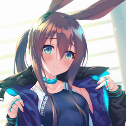 This is a pixiv picture whose title is アーミヤに競泳水着を.