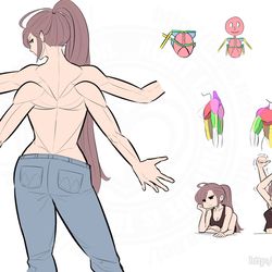 This is a pixiv picture whose title is 4本腕人間構造考察.