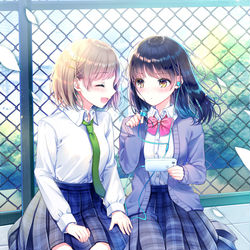 This is a pixiv picture whose title is 今日も屋上で待ってます.