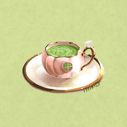 This is a pixiv picture whose title is 泡立てミルクの抹茶ラテ.