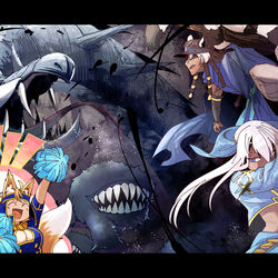 This is a pixiv picture whose title is 【PFAOS】青の突撃隣の晩ごはんwith毒毛玉【ラクハナダ】.