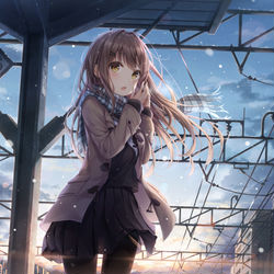 This is a pixiv picture whose title is 冬駅.