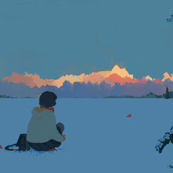 This is a pixiv picture whose title is miss u.
