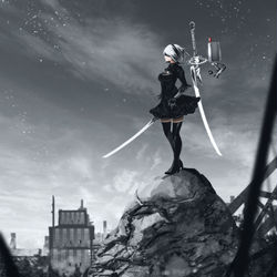 This is a pixiv picture whose title is 廃墟.