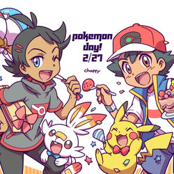 This is a pixiv picture whose title is ポケモンの日 サトシ&ゴウ.
