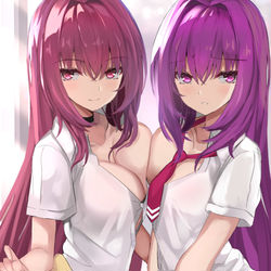 This is a pixiv picture whose title is JK:スカサハ師匠と始める学園生活.
