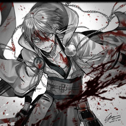 This is a pixiv picture whose title is 鮮血.