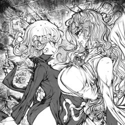 This is a pixiv picture whose title is Tatsumaki vs Psykos.