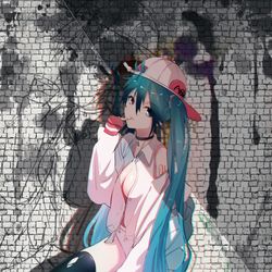 This is a pixiv picture whose title is miku  ，街头风.