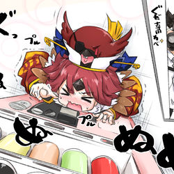 This is a pixiv picture whose title is 紅閻魔ちゃん　VS　自販機.