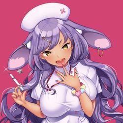 This is a pixiv picture whose title is 黒ギャルうさナースちゃん.