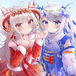 This is a pixiv picture whose title is 韓服x着物.