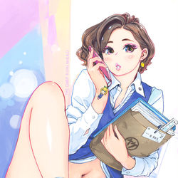 This is a pixiv picture whose title is 『女主任・岸見栄子』単行本第5巻表紙＆裏表紙＆書店限定イラスト.