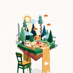 This is a pixiv picture whose title is テーブルタウン　3月.