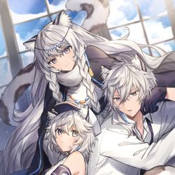 This is a pixiv picture whose title is 雪豹一家.