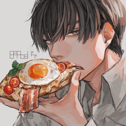 This is a pixiv picture whose title is 朝はパン.