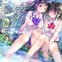This is a pixiv picture whose title is 沈む世界に百合は咲く.