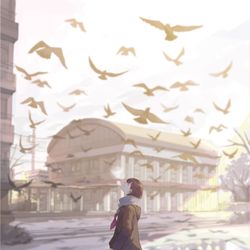 This is a pixiv picture whose title is また君に朝が降る.