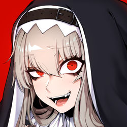 This is a pixiv picture whose title is A nun with chainsaw.
