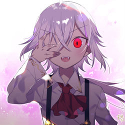 This is a pixiv picture whose title is 白髪赤目ショタ.