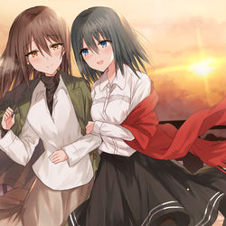 This is a pixiv picture whose title is 夕暮れ.