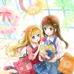 This is a pixiv picture whose title is 【百合】私は、初恋を編む。.