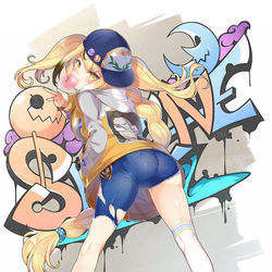 This is a pixiv picture whose title is 【お仕事】ブレ×ブレ　天斧セレネ「バッドガール」.