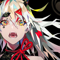 This is a pixiv picture whose title is LAM初個展「目と雷」.