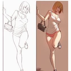 This is a pixiv picture whose title is Part Time Girl Friend--  Sketch.