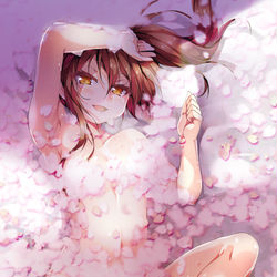 This is a pixiv picture whose title is 花びらのオフトゥン.