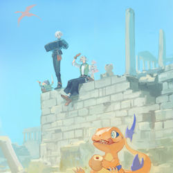 This is a pixiv picture whose title is 【PFAOS】遺跡に溶ける歌【ジークン】.