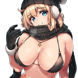 This is a pixiv picture whose title is 帽子、手袋、マフラー・・・防寒対策ヨシ!!!.