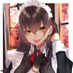 This is a pixiv picture whose title is たくさんピアスが空いてるメイドさん.