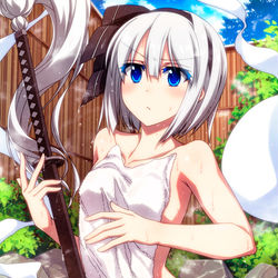 This is a pixiv picture whose title is 温泉妖夢ちゃん！.