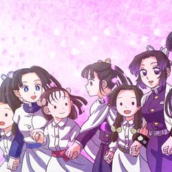 This is a pixiv picture whose title is 蝶屋敷の女の子たち.