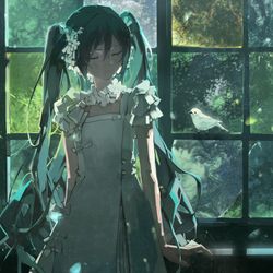 This is a pixiv picture whose title is 「エメラルドに沈み込んで」.