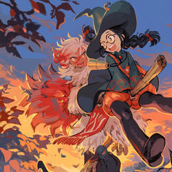 This is a pixiv picture whose title is 【PFAOS】茜さす樹海を越えて.