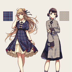 This is a pixiv picture whose title is チャイナチェックワンピ.