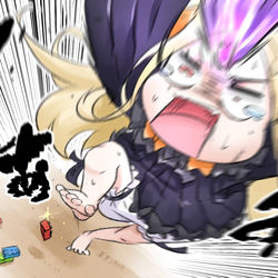 This is a pixiv picture whose title is アビゲイルちゃん　VS　片づけ忘れたLEGOブロック.
