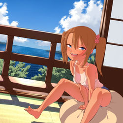 This is a pixiv picture whose title is ゆまちゃんと海が見える旅館に来た.
