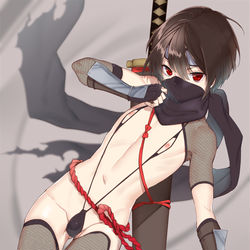 This is a pixiv picture whose title is 【Skeb】何とか水着忍者 アリオテス.