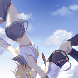 This is a pixiv picture whose title is 垂　直　落　下.