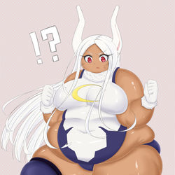 This is a pixiv picture whose title is 肥満化能力を持つヴィランと戦うミルコ.