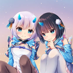 This is a pixiv picture whose title is 風神雷神.