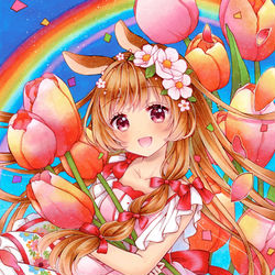 This is a pixiv picture whose title is 🌷🐰🌈✨.