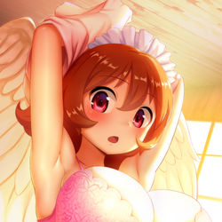 This is a pixiv picture whose title is 着替えメイドリーさん.